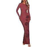 PRETTYGARDEN Bodycon Maxi Dress 2025 Fall Floral Long Sleeve Sexy Mesh Cocktail Wedding Guest Long Dresses
