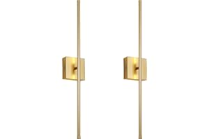 KARTOOSH Modern Wall Sconces Set of Two, Dimmable Hardwired Wall Sconces, 350° Rotate, LED Matte Gold Wall Light Fixtures, 3000K Warm Light for Bathroom, Living Room,27.8 Inch