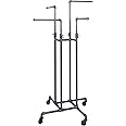 Clothing Rack Econoco - Heavy Duty Pipeline Adjustable, 4 Way Rack, Plumbing Pipe Clothes Rack, Anthracite Grey