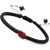 Tibetan Love Knot Bracelet: Authentic Adjustable Blcak String Bracelet for Protection, Men's Bracelet Friendship, Perfect Couples Bracelets, Best Friend Protection Bracelet, Girls Bracelets
