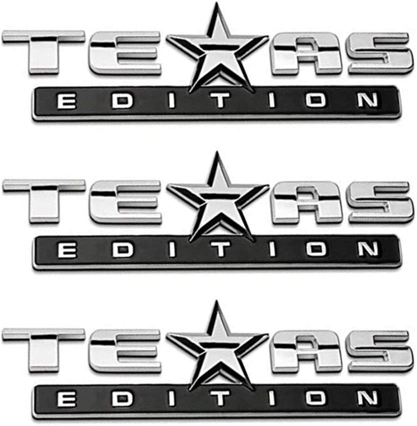 Mr.Brighton LED 3PC 3D Texas Edition Emblem Silver+Black for Chevy Silverado Sierra Universal Decal