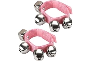 CashBeat Wrist Bells Set of 2, Pink Jingle Bells Instrument, Adjustable Ankle Percussion Musical for Kids, Party Favors, Christmas Decor, Education, Dance, Band Performance