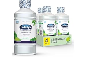 Pedialyte Electrolyte Water With Zero Sugar | Hydration With Key Electrolytes | Hydration Low in Calories | Legendary Lime, 1 Liter, Pack of 4