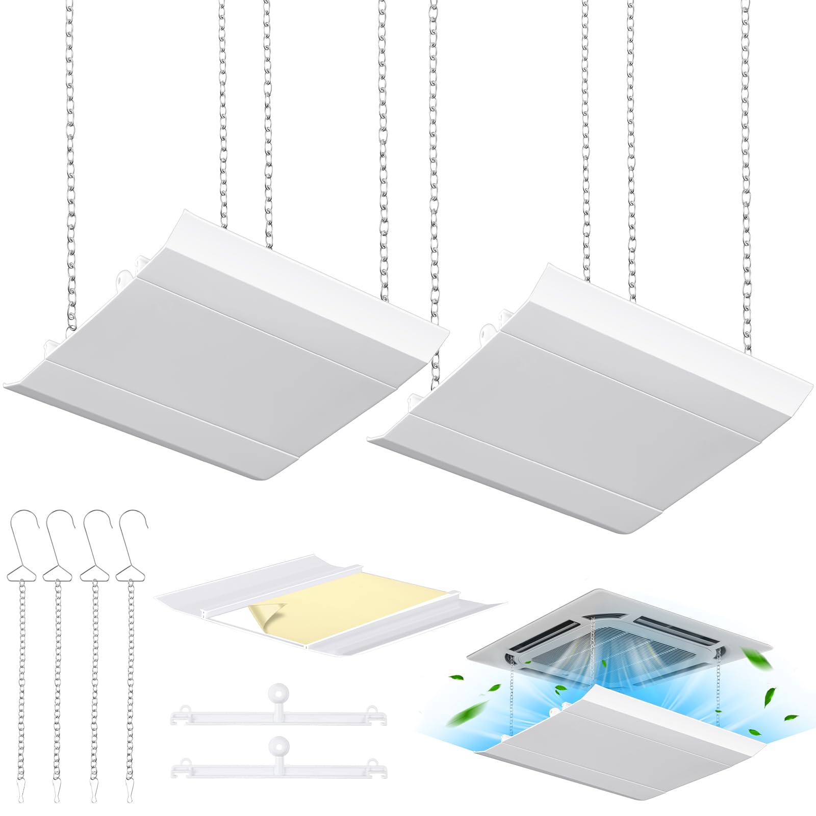 Photo 1 of Shimeyao 2 Set Air Vent Deflector 11.8 X11.8inch Adjustable Square Ac Vent Deflector Ceiling Air Conditioner Windshield Accessory for Central Conditioner Windshield