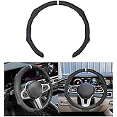 Osilly Car Steering Wheel Cover, 15 Inch Leather Non Slip Vehicle Steering Wheel Cover Protector, Comfortable Automotive Interior Protection Accessories, Universal for SUV Sedan Truck(Black)