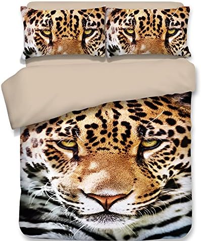 Tiger Print 3d Bedding Sets Twin Size, Polyester Duvet Covers 3 Pieces, 1 Duvet Cover, 2 Pillowcases, No Comforter