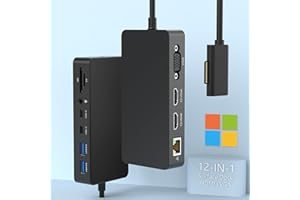 MTAKYI Microsoft Surface Dock Triple Display with Power Supply, 12 in 1 Surface Pro Docking Station Dual 4K HDMI+VGA for Surface Pro 9/8/X/7/6/5/4/3, Surface Laptop go/5/4/3/2/1, Surface Book 3/2/1