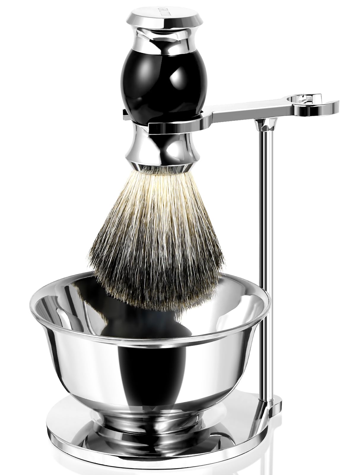 GRUTTI 3-in-1 Men's Shaving Set, Men's Shaving Blade Holder + Shaving Bowl + Shaving Brush, Traditional Wet Close Shaving Kit, Men Manual Shaving Cleaning Tool, Dad Gifts, Stainless Steel — image 1