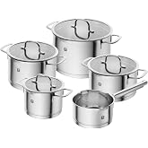 ZWILLING TrueFlow 5 Piece Saucepan Set with Pouring Function, Induction | Pouring function, stainless steel, glass lid