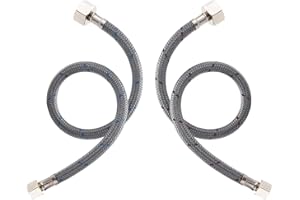 WOWOW 36" Faucet Supply Line, Bathroom Kitchen Faucet Lines Braided Nylon Sink Hose with 3/8-Inch Female Compression Thread x 1/2" Comp 2Pcs (1 Pair)