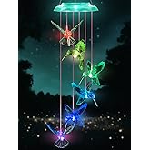 Wind Chimes,Hummingbird Solar Wind Chimes for Outside, Memorial Wind Bell for Garden/Patio Mobile Decorative Thanksgiving Gifts for Mom, Wife, Grandma Neighbors(Green 28")