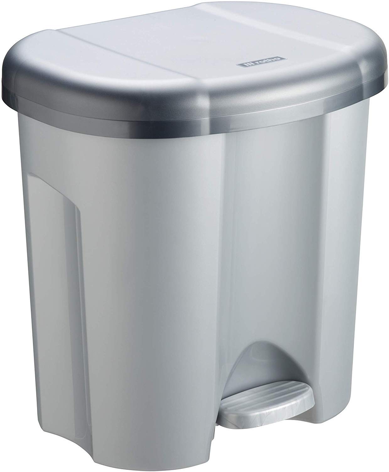 Rotho, Duo, Kitchen waste bin for waste separation 2x10 l, Plastic (PP) BPA-free, silver, 2 x 10l (39,0 x 32,0 x 40,5 cm)