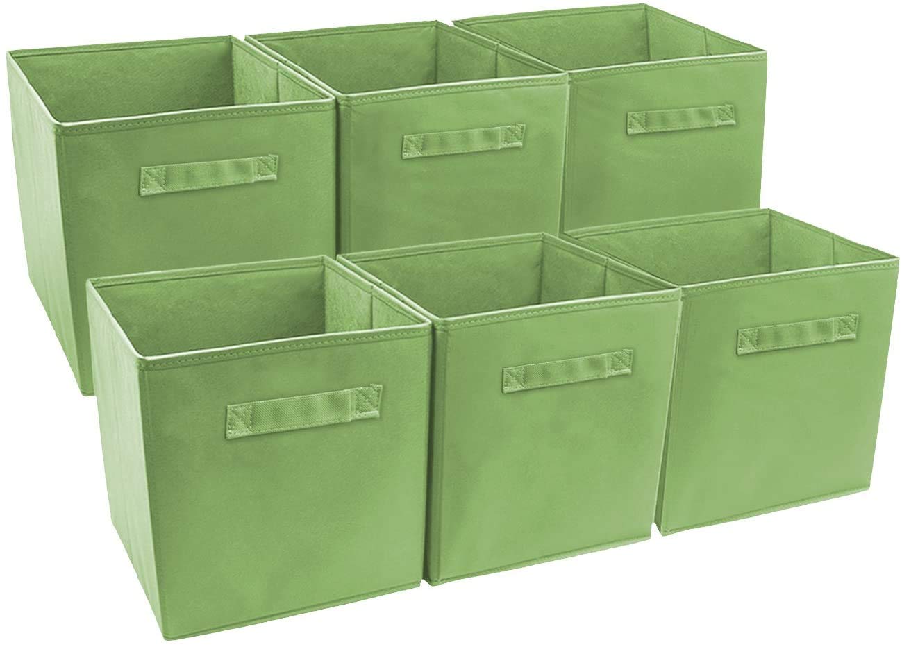 DFL INC. Fabric Storage Bins - Organization and Storage, Closet Organizer Cube Storage, 6 Pack, Army Green (11" H x 10.75" W x 10.75" D)