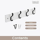 keypak Minimalistic Wall-Mounted Coat Rack 4 Hooks 38cm Matte Black/White view 4