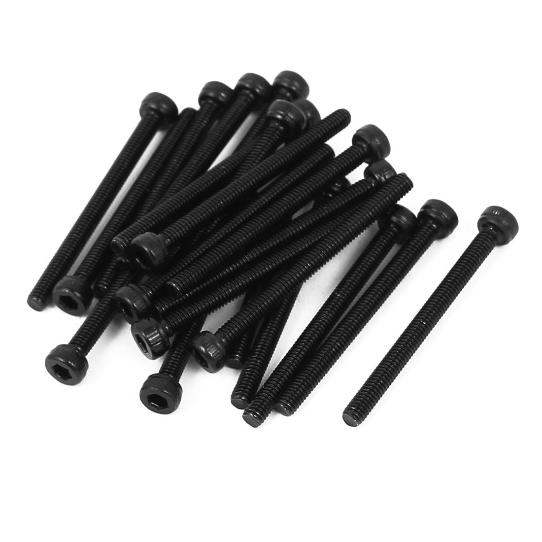 Sourcingmap M2.5x30mm Fully Thread Hex Socket Head Knurled Cap Screw Bolt Black 20pcs