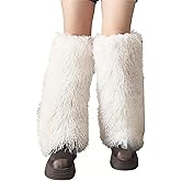 SWEETHEART BEAUTY Large & Fluffy Shag Faux Mongolian Fur Leg Warmers Mambo FurBoots Cover