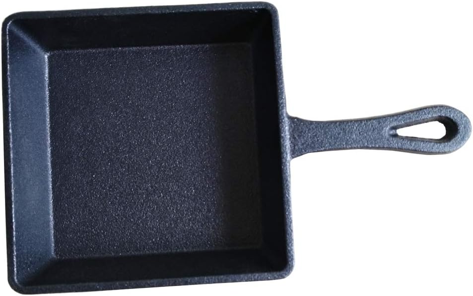 HAWOK 5.4inchSmall Square Cast Iron Skillet With Handle Pre-Seasoned Fry Pan