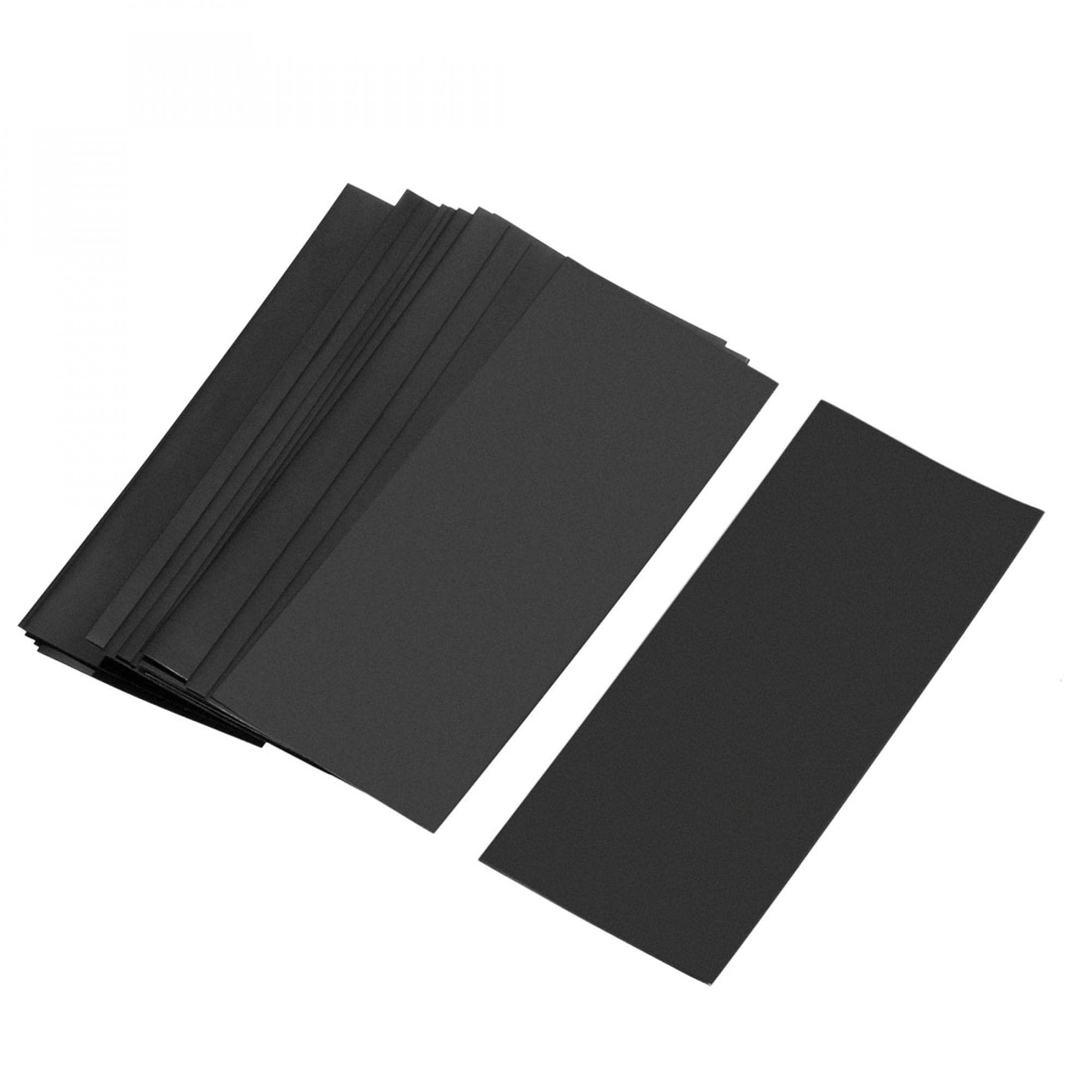 sourcingmap 18650 Battery Wrap PVC Heat Shrink Tubing 29.5mm Flat Width Pre Cut 72mm Black Pack of 20