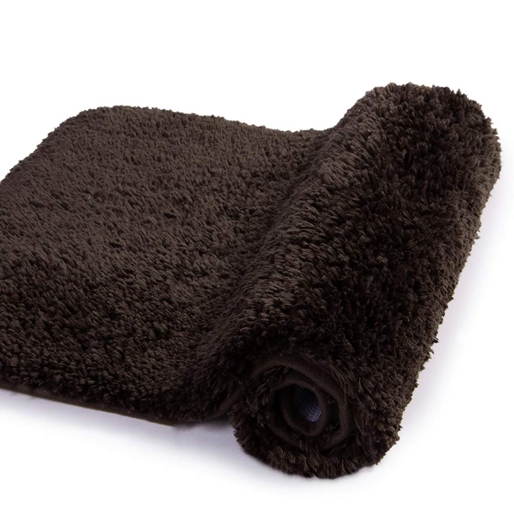 Walensee Bathroom Rug Non Slip Bath Mat for Bathroom (40x60cm, Brown) Water Absorbent Soft Microfiber Shaggy Bathroom Mat Machine Washable Bath Rug for Bathroom Thick Plush Rugs for Shower