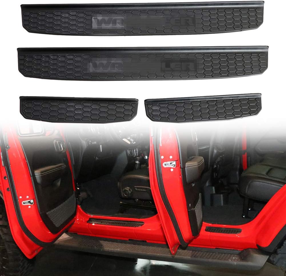 Sukemichi Front and Rear Entry Guards Door Sill Guards Scuff Plate Protectors for Jeep Wrangler JL 4 Door (JL-4 Door)