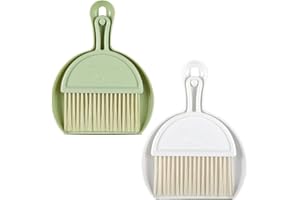Small Broom and Dustpan Set, Mini Dust Pan and Brush Set, 2Pack Portable Handheld Broom Dustpan, Compact Dust Pan with Cleani