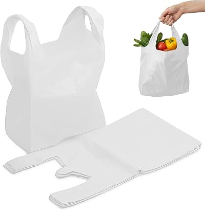 Ferris 200 Pack Strong Large Vest Carrier Bags with Handles 11 x 17 x 21