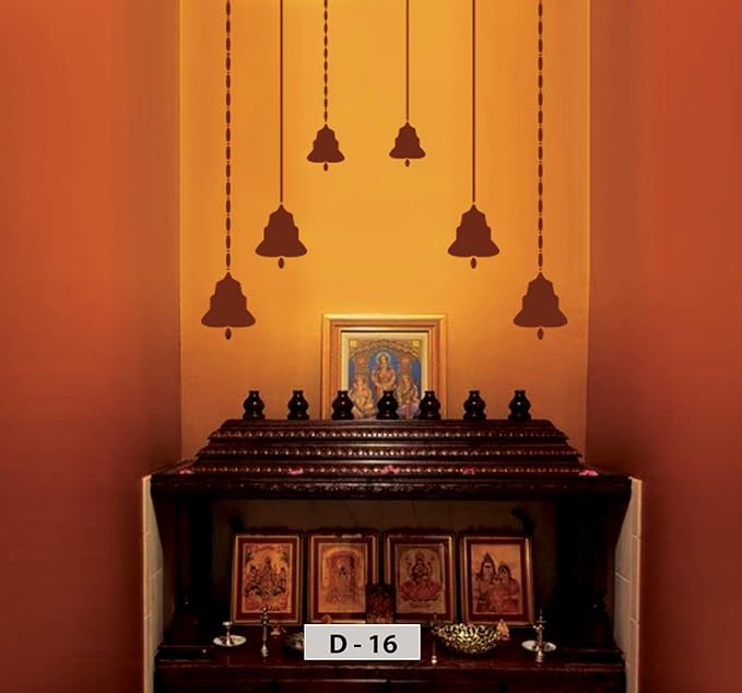 Design In Pooja Room Bell Stencil Paining Designs D16 Amazon.in Home