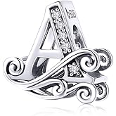 925 Sterling Silver Letter Charms for Pandora Bracelets Alphabet Initial Charms Beads Birthday Christmas Jewelry Gift for Women