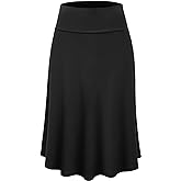 Lock and Love Women's Solid Ombre Lightweight Flare Midi Pull On Closure Skirt S-XXXL Plus Size