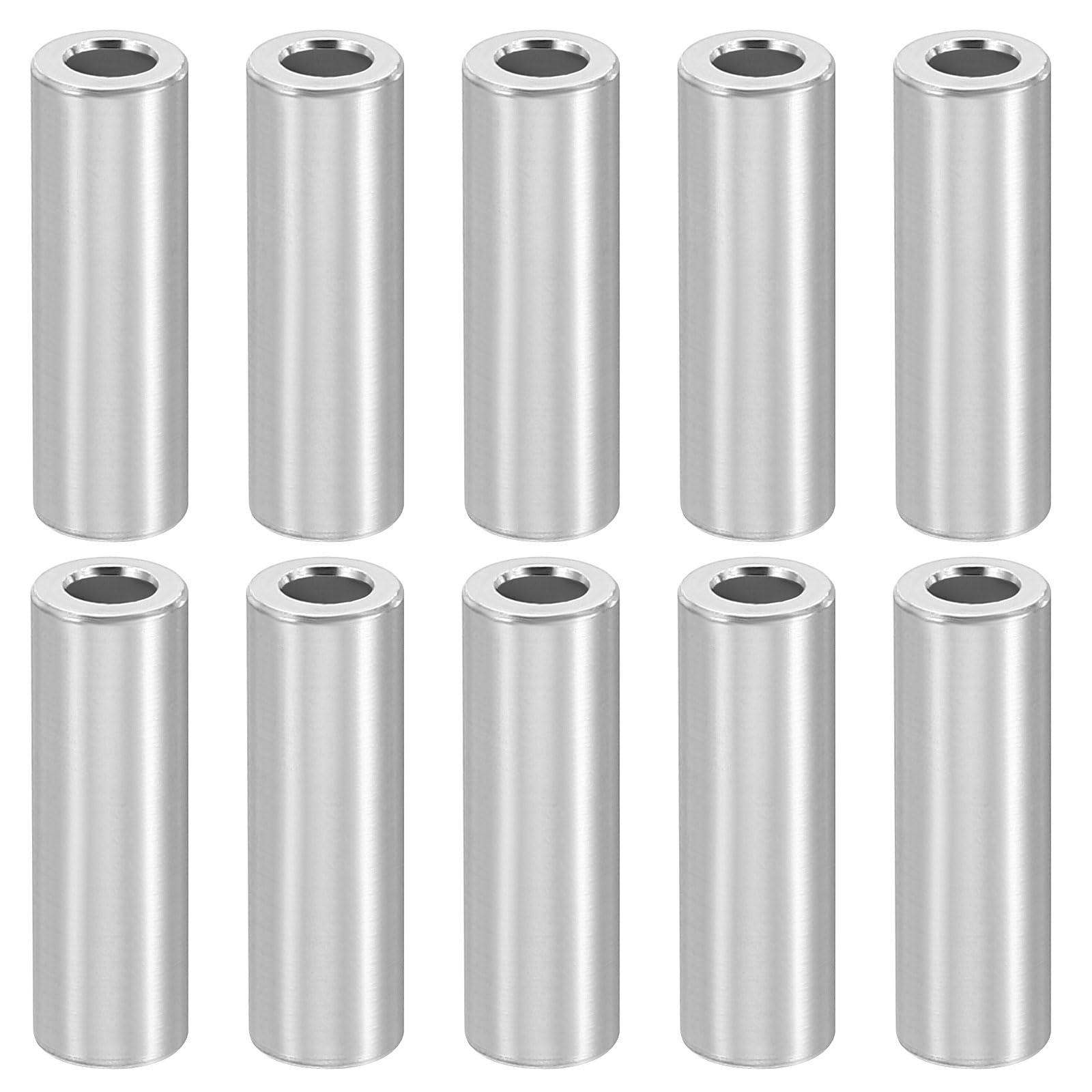 PATIKIL M4 Aluminum Spacers, 10 Pcs Metal Spacer Aluminum 4.2mm ID x 8mm OD x 25mm L Aluminum Spacer Screw Standoff Round for 5/32inch or M4 Screw Bolts