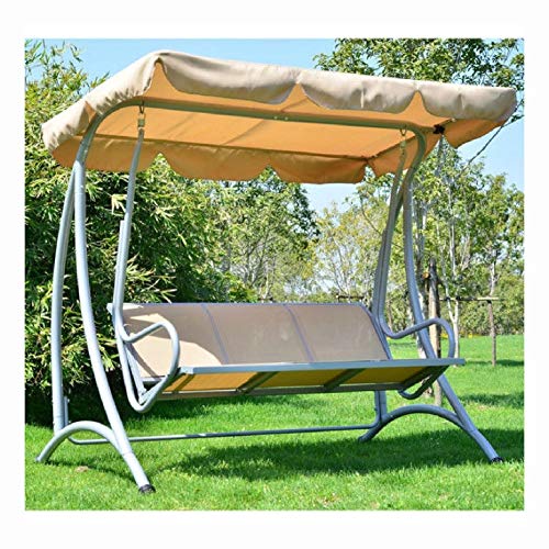 HEATAPPLY Porch Swings and Gliders, Sturdy 3-Person Outdoor Patio Porch Canopy Swing in Sand Color