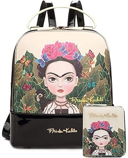 Amazon Com Frida Kahlo Cartoon Collection Cute Backpack With Metal Handle Black Clothing