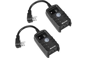 DEWENWILS Light Timer Outdoor Weatherproof, Countdown Photocell Sensor Timer with Electrical Grounded Outlets for String Light, 13 A, 1/2 HP, UL Listed 2 Pack