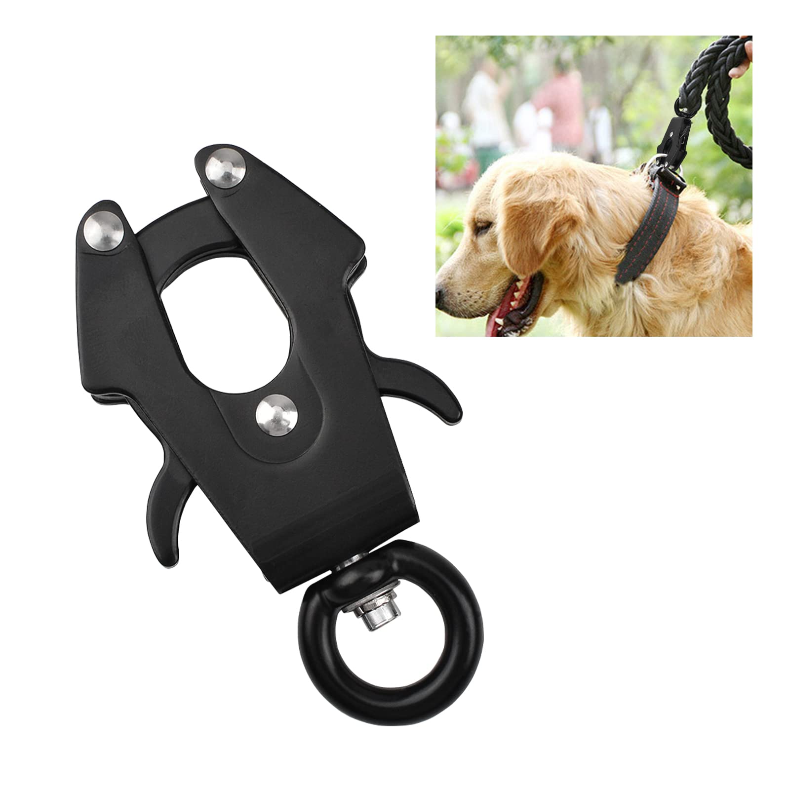 UFURMATE Frog Clip, Space Aluminum Locking Dog Leash Buckle Heavy-Duty Quick Release Buckles Rust Resistant Dog Chain Buckle Replacement- 660lbs Capacity, Black