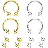 Lcolyoli 16g Septum Rings Internally Threaded Surgical Steel Septum Jewelry Lip Rings Hoop Labret Jewelry Horseshoe Earrings Daith Piercing Jewelry for Women Men