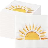 Lemicin 60Pcs Boho Sun Paper Napkins Sunshine Napkin Disposable First Trip Around The Sun Cocktail Dinner Napkins for Birthday Baby Shower Party Supplies Birthday Decorations (13" x 13")