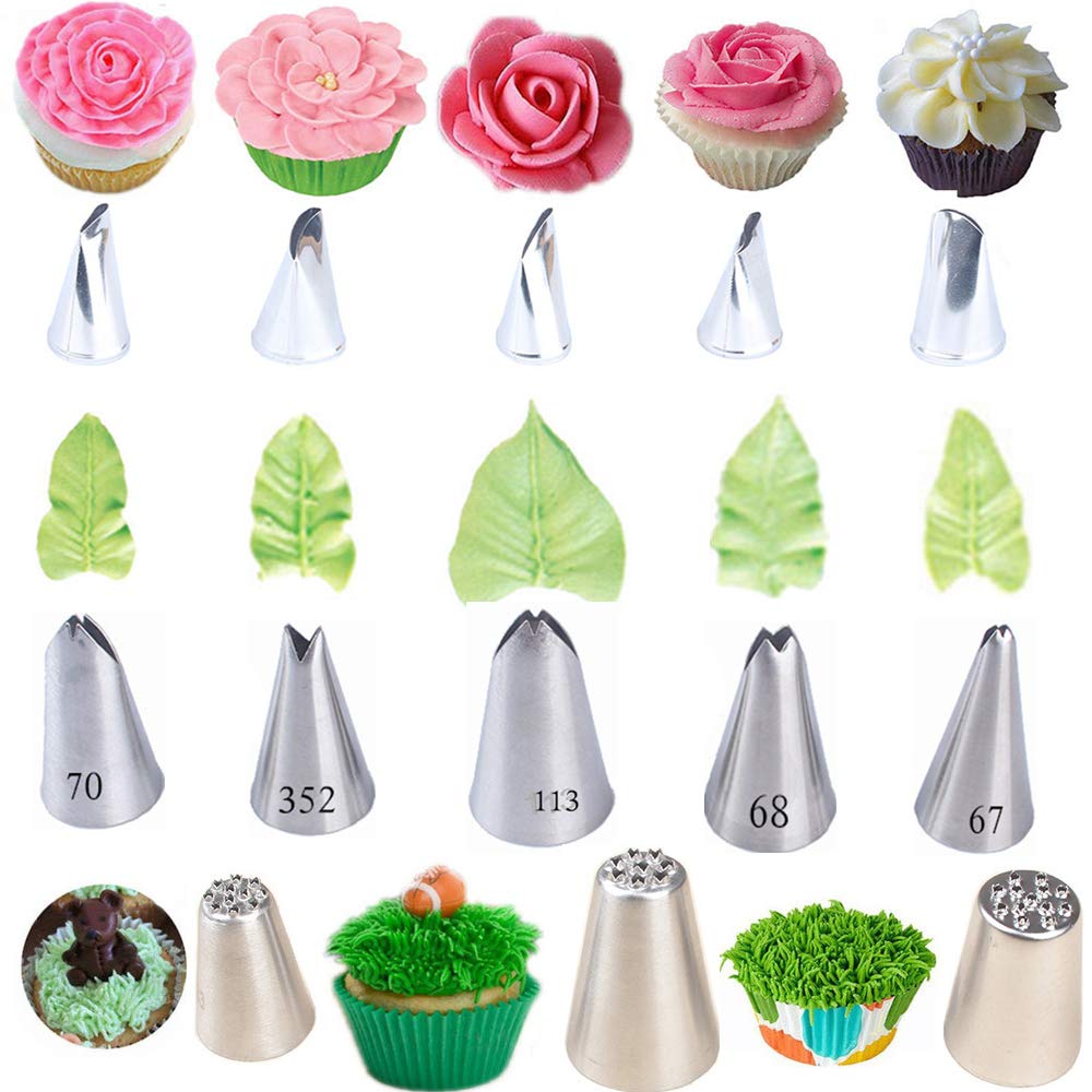 Cake Decorating Set,Stainless Steel Cake Piping Icing Nozzles Tips Kit