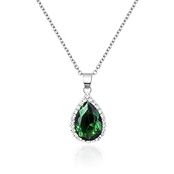 Linawe Emerald Green Crystal Silver Necklace for