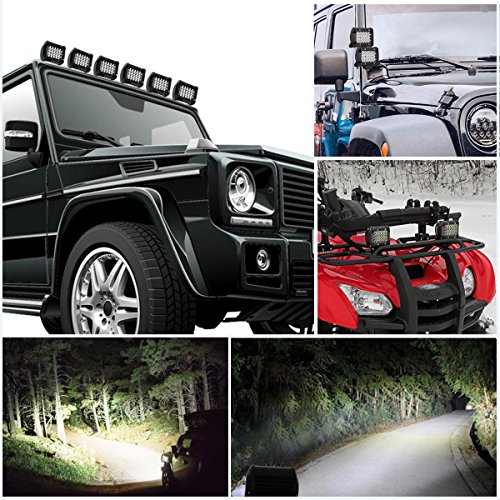 LED Light Pods,4Inch 2PCS 144W LED Pod Light Spot Beam Work Light Bar LED Flood Light Pods Quad Row Cube Driving Fog Lights for Jeep Off-road Truck Boat ATV SUV (24LEDs - 72W) - Thumbnail 6