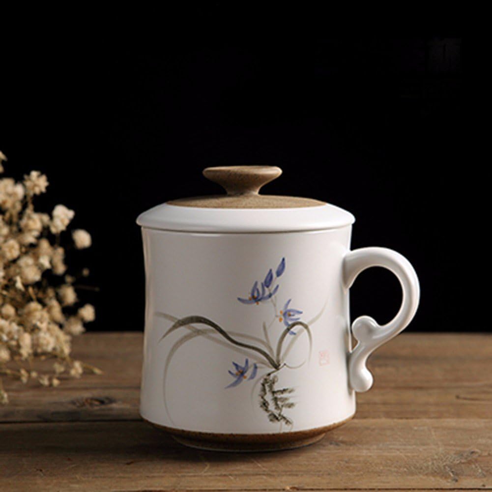 QPSSP Coffee Cup, Hand Painted Tea Cup, Ceramic Cover, Filter Cup, Ceramic Cup, Office Cup, Tea Cup,D