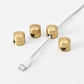 BRIGHTTIA Cable Clips - Premium Brass Cord Management for Home, Office & Car - Multipurpose Wire Holder Organizer - Sleek & Durable Design - Ideal Gift for Men, Women & Students - 4-Pack (Matte Brass)