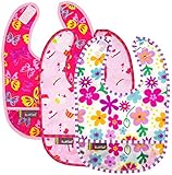 Kushies Taffeta Waterproof Bib - Pink - Girl - 3 ct