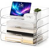 NUOGIC 4-Tier Paper Organizer Desk Organizer Acrylic Paper Tray | Stackable Transparent & Easy Access,Desk file Organizer for