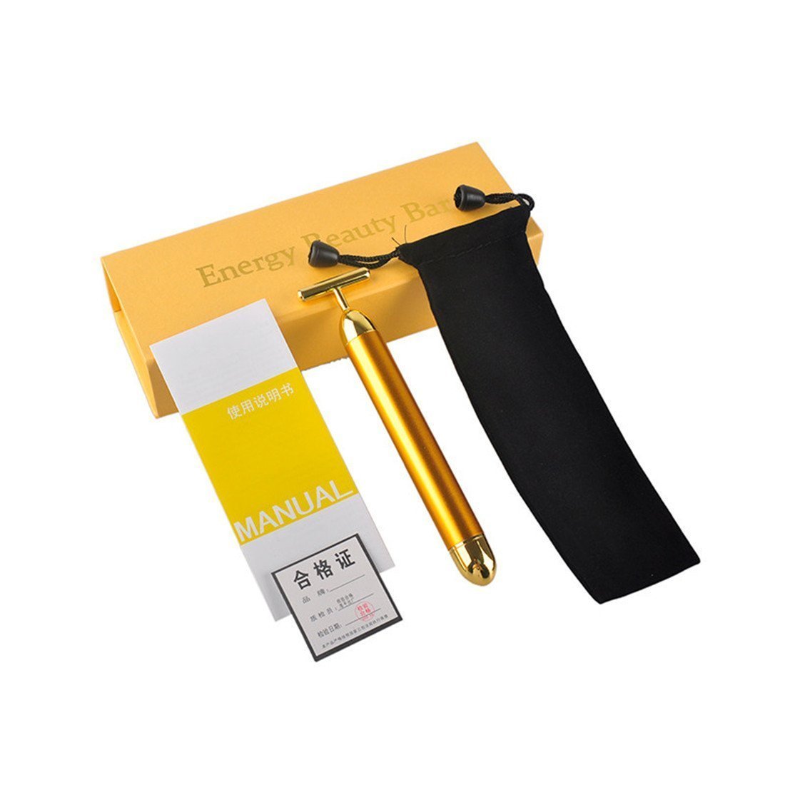 Energy Beauty Bar Jade Head 24K Gold Pulse Face Wrinkles Massager Facial Body Skin Care Vibrating Massage Tools Birthday Gift (T Head)