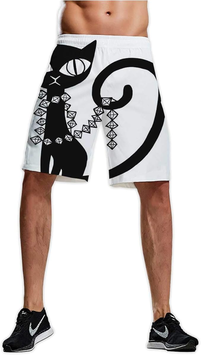 Black Cat Illustration Domestic Cat,Men's Sportwear Quick