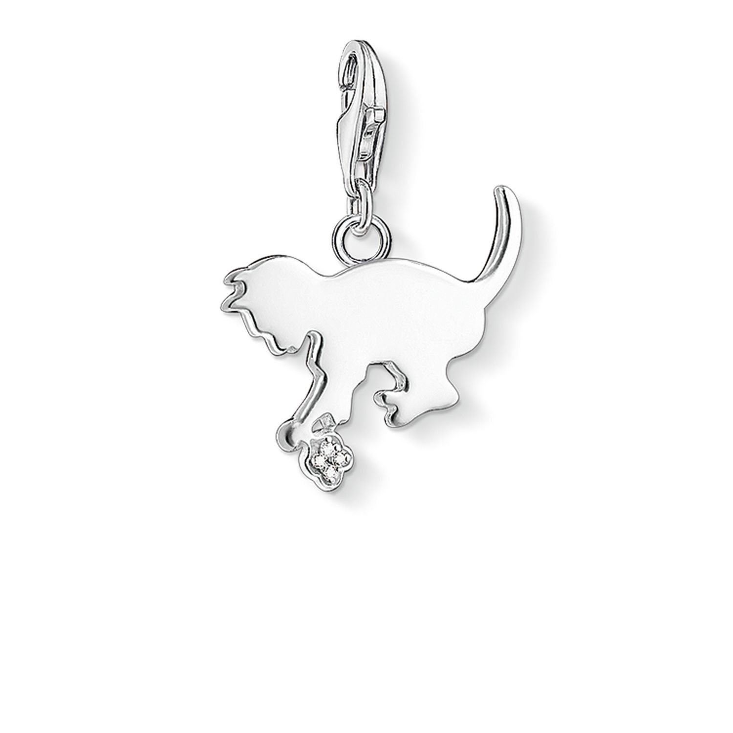 Thomas Sabo Women Charm Pendant Kitten Diamond Charm Club 925 Sterling Silver DC0025-725-14