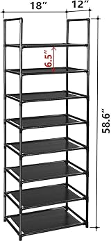 esonstyle 8 Tier Shoe Rack 16-20 Pairs Tall Narrow Organizer view 3