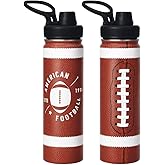 Football Water Bottle, 24 oz Insulated Stainless Steel Sports Bottle with Straw, Football Stuff Gifts for Boys