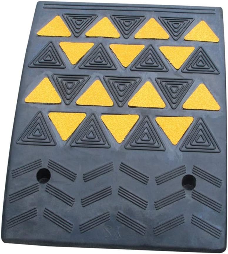 Iddefee Portable Ramps 19cm High Step Pad Slope Pad Road Car Uphill Climbing Triangle Door Ramp Ramp Slope Rubber Road Along for Driveway,Sidewalk,Bike, Motorcycle (Color : Black, Size : 50x40x19cm)