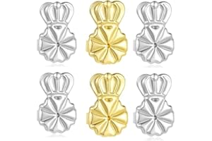 QLKILYR 925 Sterling Silver Earring Backs Lifters, 3 Pairs Hypoallergenic Earring Backs for Droopy Ears, Adjustable Earring Lifters for Heavy Earring